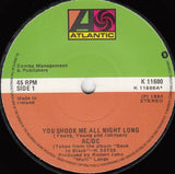 AC/DC : You Shook Me All Night Long (7", Single)