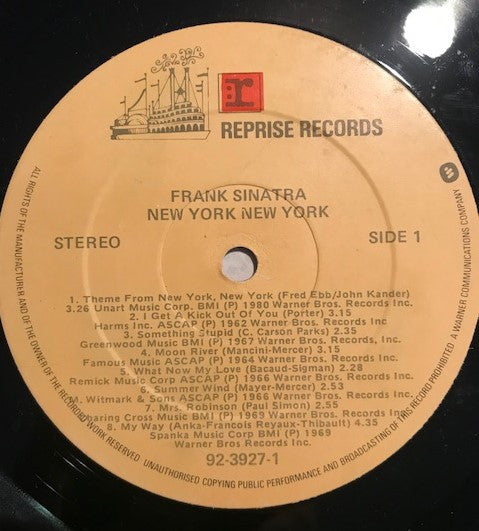 Frank Sinatra : His Greatest Hits (New York New York) (LP, Comp, Car)