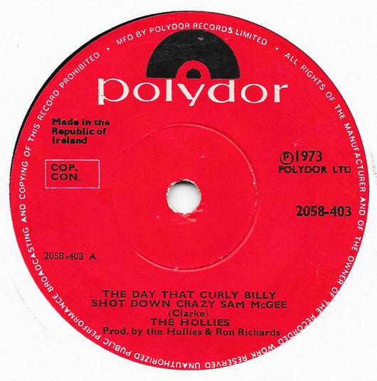 The Hollies : The Day That Curly Billy Shot Down Crazy Sam McGee (7