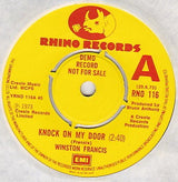 Winston Francis : Knock On My Door  (7", Single, Promo)