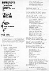Peggy Seeger : Different Therefore Equal (LP)