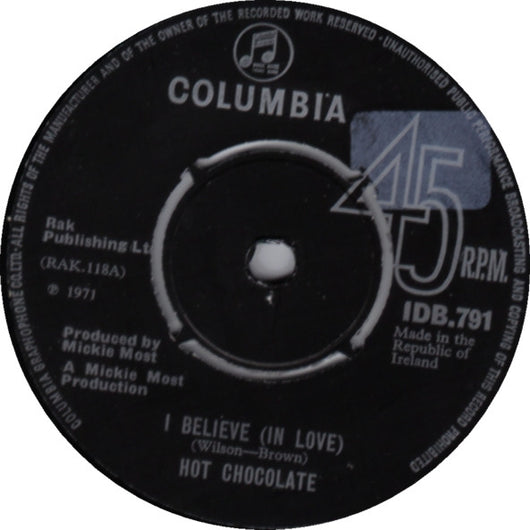Hot Chocolate : I Believe (In Love) / Caveman Billy (7