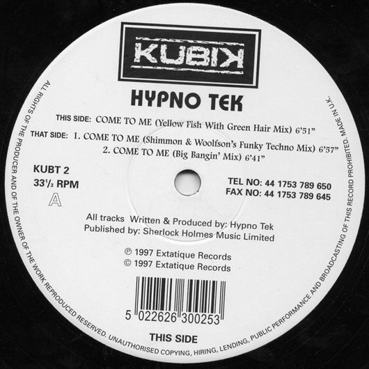 Hypno Tek : Come To Me (12