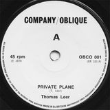 Thomas Leer : Private Plane / International (7", Single, RE)