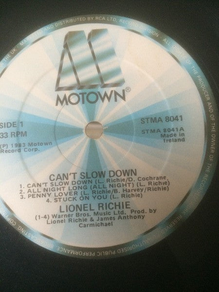 Lionel Richie : Can't Slow Down (LP, Album, Gat)