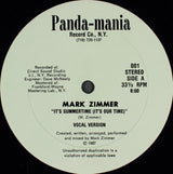 Mark Zimmer (2) : It's Summertime (It's Our Time) (12")