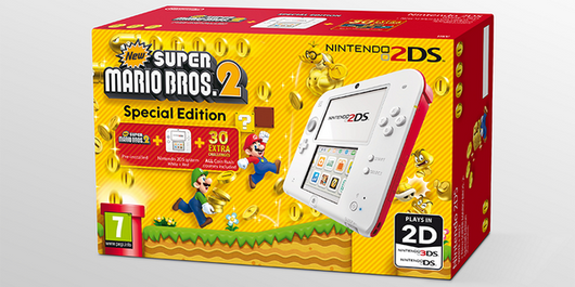 Boxed Mario Bros 2 White & Red 2DS Console