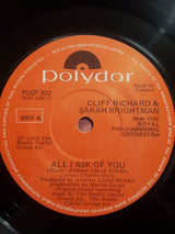 Cliff Richard, Sarah Brightman, The Royal Philharmonic Orchestra : All I Ask Of You (7", Single,  )