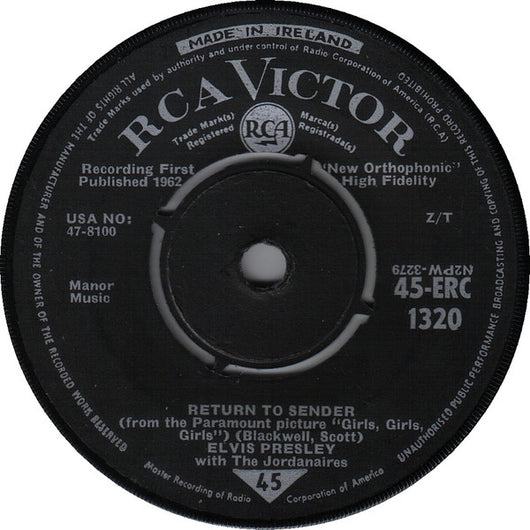 Elvis Presley With The Jordanaires : Return To Sender / Where Do You Come From (7