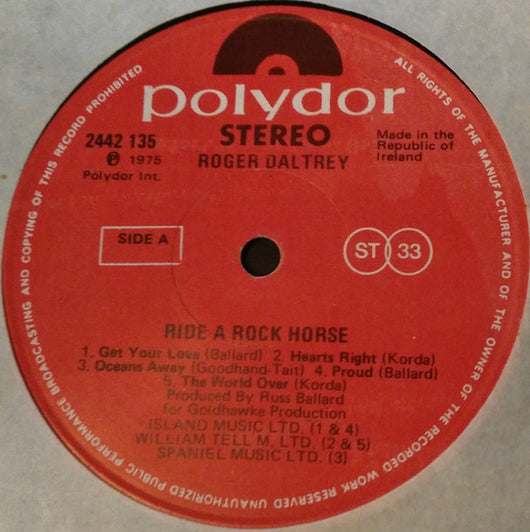 Roger Daltrey : Ride A Rock Horse (LP, Album)