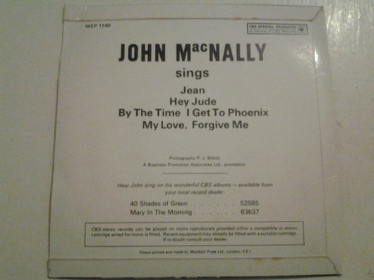 John MacNally : Jean / Hey Jude / By The Time I Get To Phoenix / My Love, Forgive Me (7